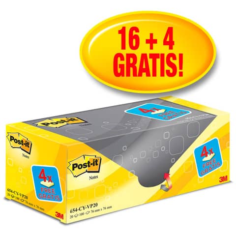 post-it-foglietti-riposizionabili-post-it-notes-giallo-canary-76x76-mm-value-pack-164-blocchetti-gratis-654-vp20