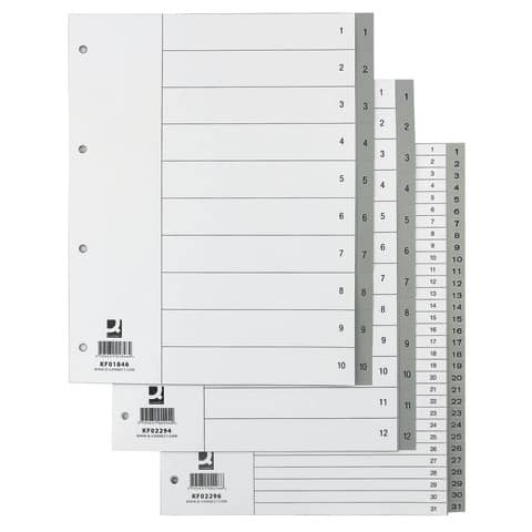 q-connect-divisore-numerico-grigio-xl-24-5x29-7-cm-ppl-1-10-kf01846