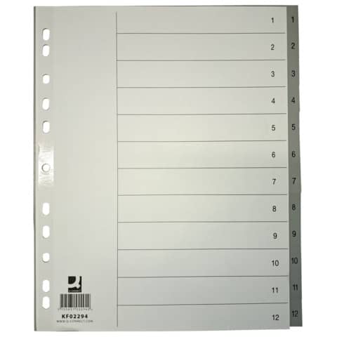 q-connect-divisore-numerico-grigio-xl-24-5x29-7-cm-ppl-1-12-kf02294