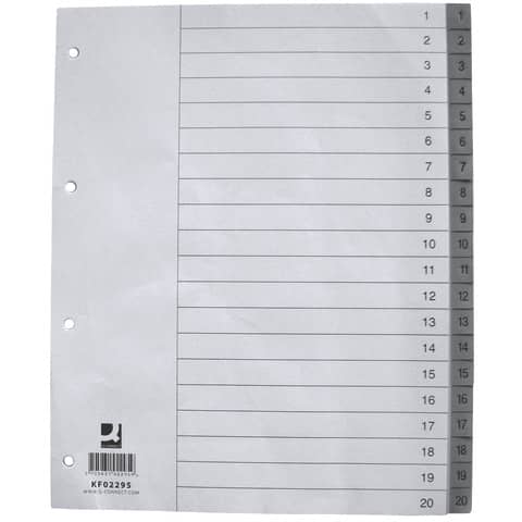 q-connect-divisore-numerico-grigio-xl-24-5x29-7-cm-ppl-1-20-kf02295