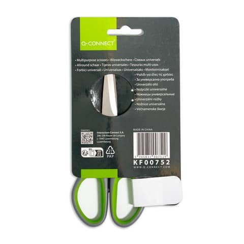 q-connect-forbici-softgrip-lame-simmetriche-grigio-verde-14-cm-e-35250-ia