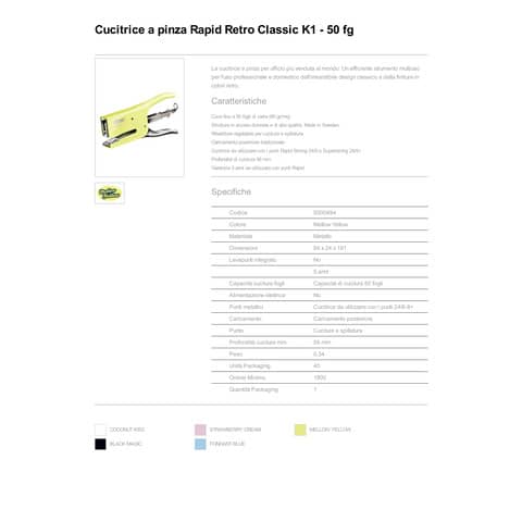 rapid-cucitrice-pinza-k1-classic-50-fogli-mellow-yellow-5000494