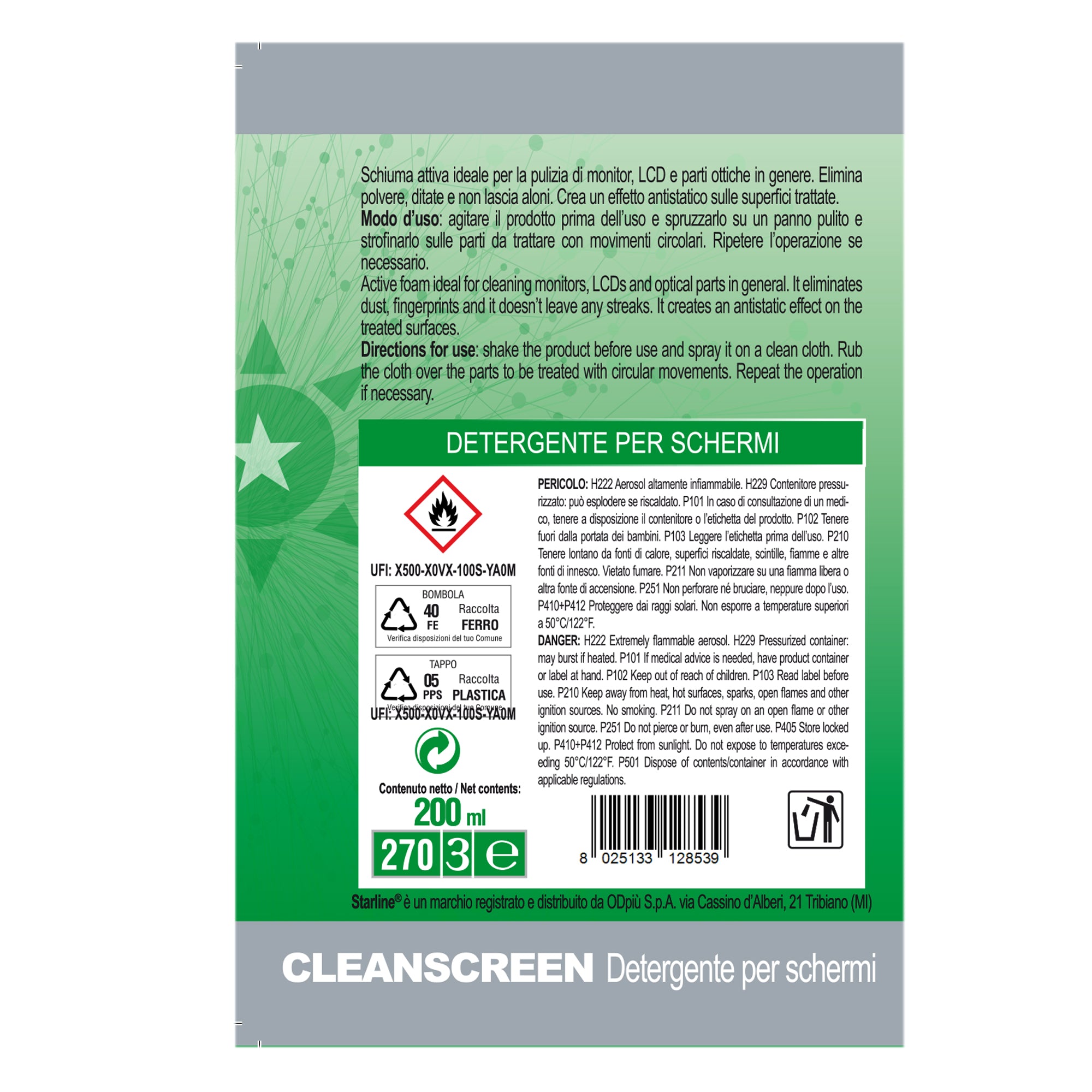 starline-detergente-schiuma-clean-screen-200ml-monitor-tastiere