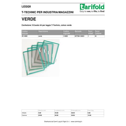 tarifold-buste-leggio-tarifold-t-technic-a4-verde-pvc-bordo-rinforzato-conf-10-pezzi-b114005