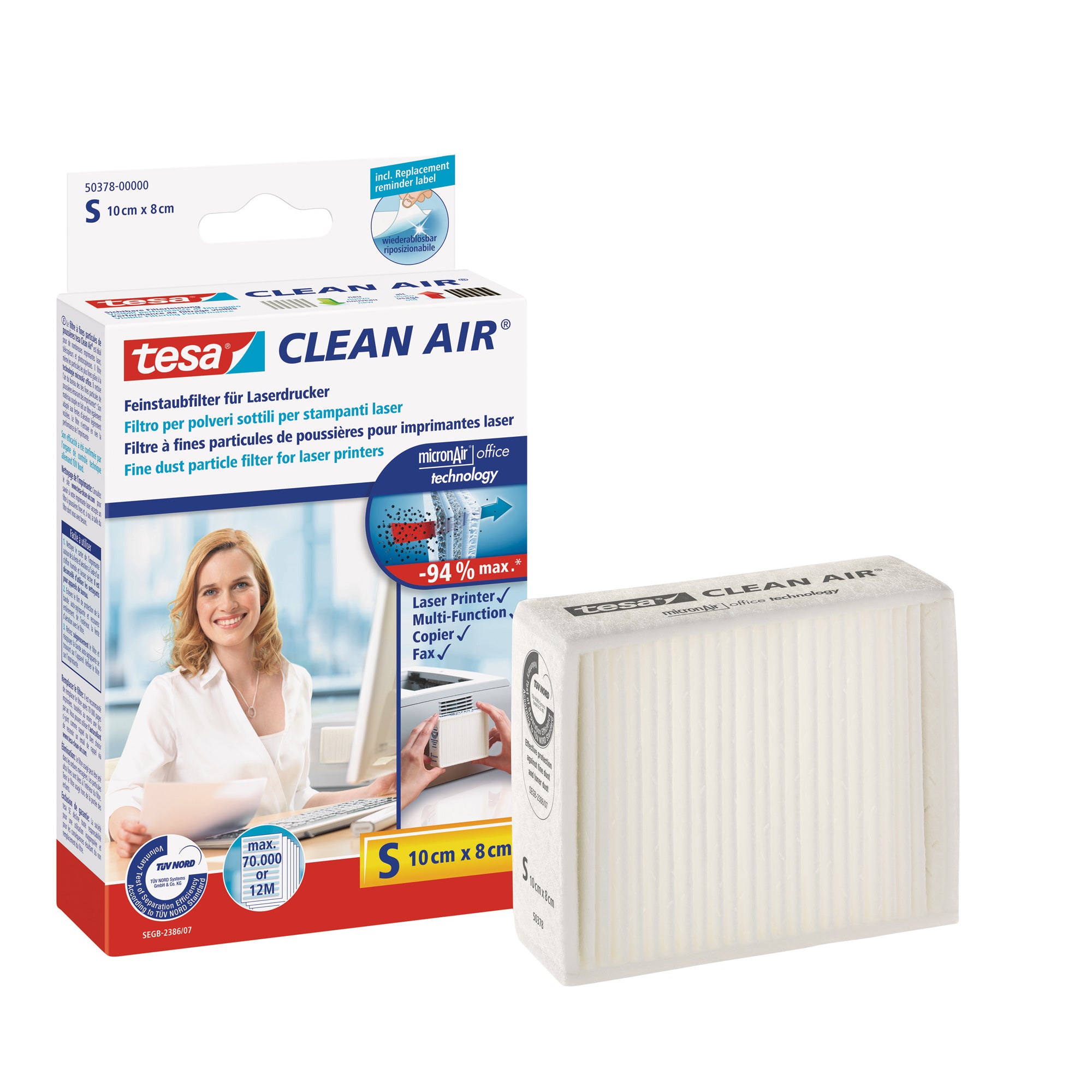 tesa-filtro-clean-air-s-stampanti-fax-10x8cm-