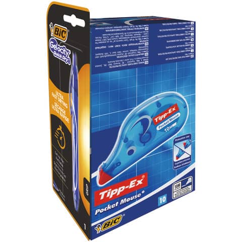 tipp-ex-promo-box-10-correttore-nastro-pocket-mouse-1-gelocity-quickdry-bic