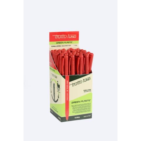 tratto-penne-sfera-1uno-green-plastic-punta-1-mm-0-5-mm-rosso-conf-50-pezzi-f838302