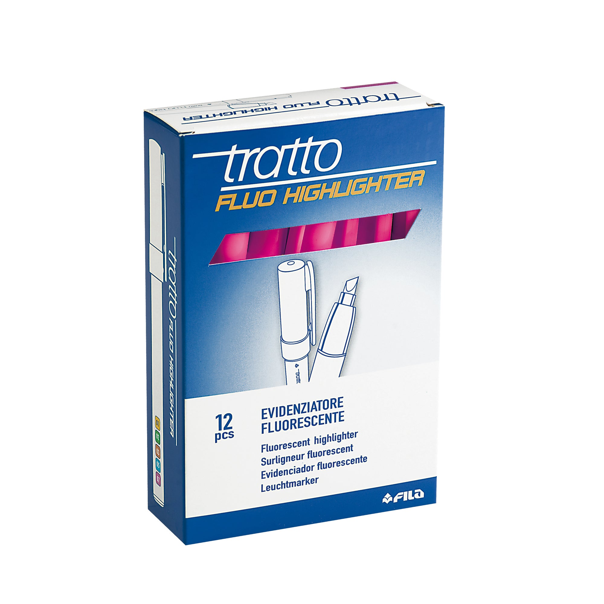 tratto-scatola-12-evidenziatori-highlighter-fucsia-fluo