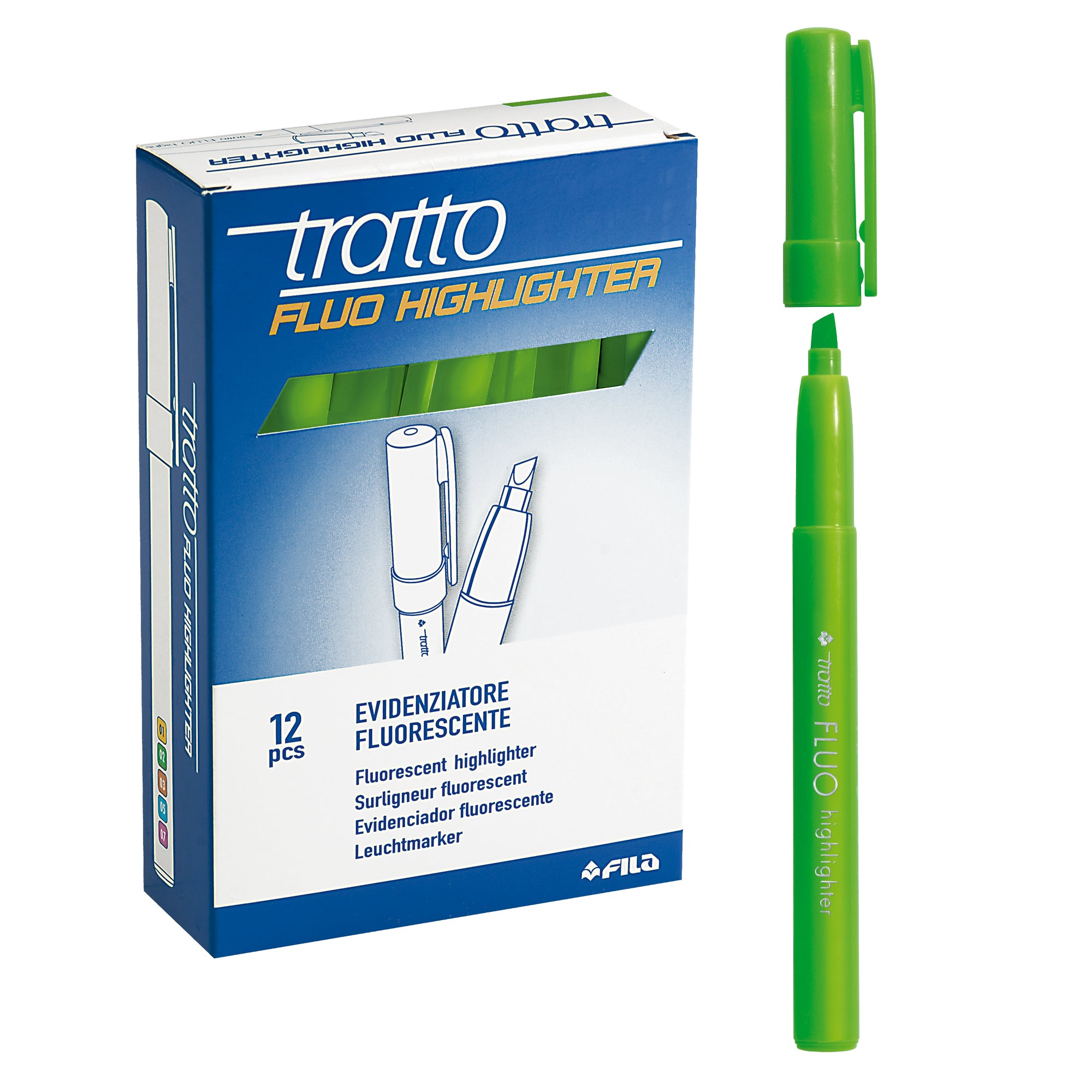 tratto-scatola-12-evidenziatori-highlighter-verde-fluo