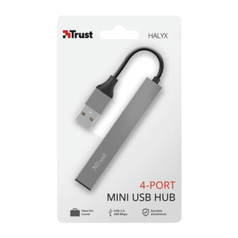 trust-hub-mini-usb-4-porte-alluminio-halyx-