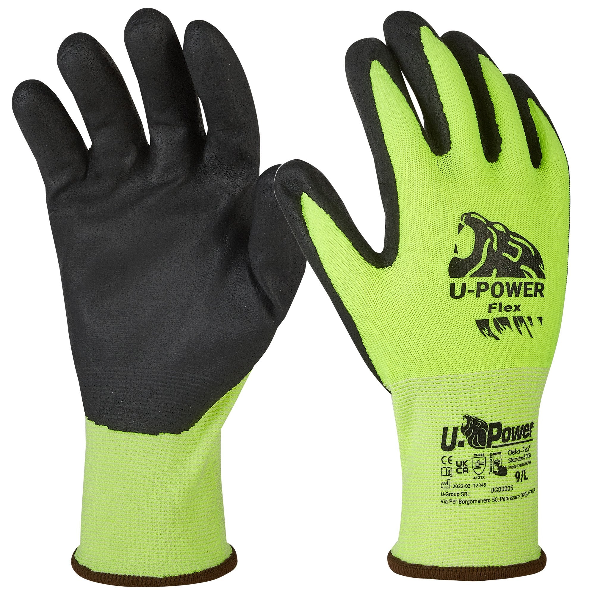 u-power-guanti-protezione-flex-taglia-09-verde-fluo-nero-c-polsino-marrone