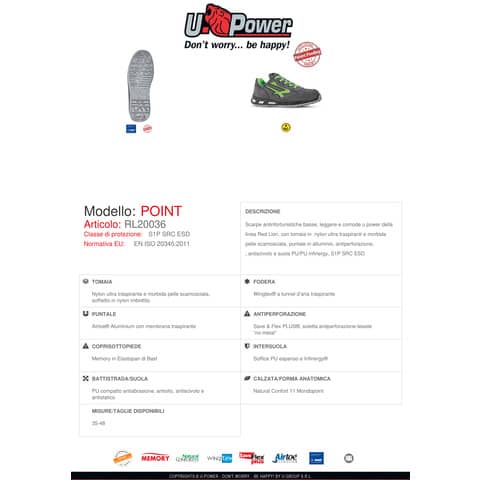 u-power-scarpe-antinfortunistiche-basse-point-s1p-nylon-grigio-verde-n-40-rl20036-point-s1p-40