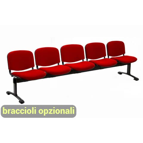 unisit-panca-5-posti-attesa-dado-d55p-rivestimento-eco-rosso-d55p-er