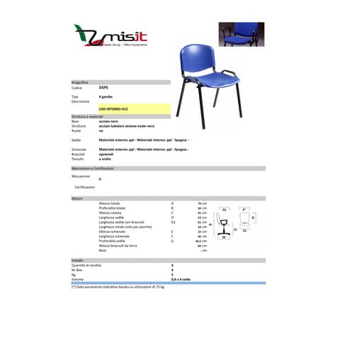 unisit-sedia-visitatore-4-gambe-dado-d5ps-struttura-nera-ppl-blu-conf-2-pezzi-d5ps-2-bl