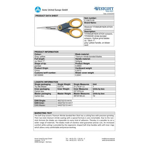 westcott-forbici-softgrip-titanium-stick-simmetriche-grigio-giallo-lama-18-cm-e-33670-00