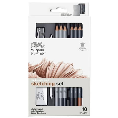 winsor-newton-scatola-metallo-10-matite-schizzo-assortite-winsornewton-nero-0490010