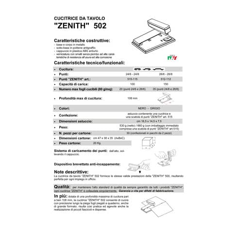 zenith-cucitrice-tavolo-502-fino-35-fogli-grigio-0205021067